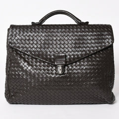 BOTTEGA VENETA ボッテガヴェネタ イントレチャート ブリーフケース ビジネスバッグ ブラウン レザー 美品 中古 4a005821