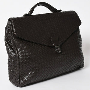 BOTTEGA VENETA ボッテガヴェネタ イントレチャート ブリーフケース ビジネスバッグ ブラウン レザー 美品 中古 4a005821