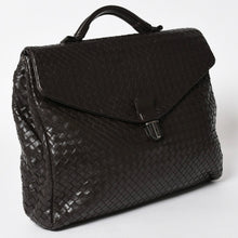 画像をギャラリービューアに読み込む, BOTTEGA VENETA ボッテガヴェネタ イントレチャート ブリーフケース ビジネスバッグ ブラウン レザー 美品 中古 4a005821
