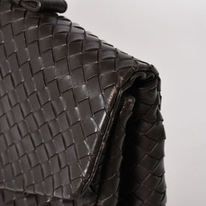 BOTTEGA VENETA ボッテガヴェネタ イントレチャート ブリーフケース ビジネスバッグ ブラウン レザー 美品 中古 4a005821