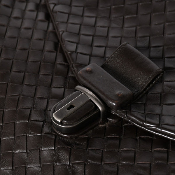BOTTEGA VENETA ボッテガヴェネタ イントレチャート ブリーフケース ビジネスバッグ ブラウン レザー 美品 中古 4a005821