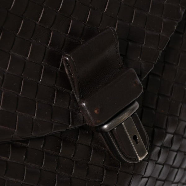BOTTEGA VENETA ボッテガヴェネタ イントレチャート ブリーフケース ビジネスバッグ ブラウン レザー 美品 中古 4a005821