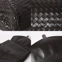 画像をギャラリービューアに読み込む, BOTTEGA VENETA ボッテガヴェネタ イントレチャート ブリーフケース ビジネスバッグ ブラウン レザー 美品 中古 4a005821