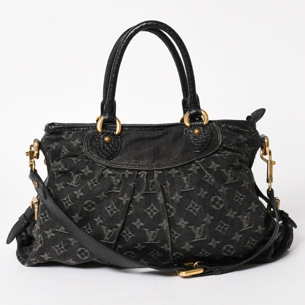 LOUIS VUITTON ルイヴィトン ネオカヴィ MM 2WAYバッグ M95351 モノグラム デニム ブラック ゴールド金具 美品 中古 4a005958