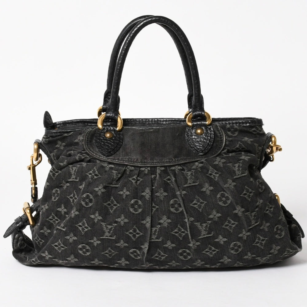 LOUIS VUITTON ルイヴィトン ネオカヴィ MM 2WAYバッグ M95351 モノグラム デニム ブラック ゴールド金具 美品 中古 4a005958