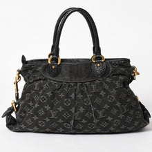 画像をギャラリービューアに読み込む, LOUIS VUITTON ルイヴィトン ネオカヴィ MM 2WAYバッグ M95351 モノグラム デニム ブラック ゴールド金具 美品 中古 4a005958