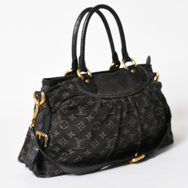 LOUIS VUITTON ルイヴィトン ネオカヴィ MM 2WAYバッグ M95351 モノグラム デニム ブラック ゴールド金具 美品 中古 4a005958