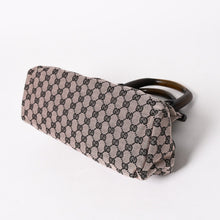 画像をギャラリービューアに読み込む, 極美品 GUCCI グッチ ハンドバッグ ウッドハンドル 112688 GGキャンバス ブラック金具 ピンク ブラウン 中古 4a005904