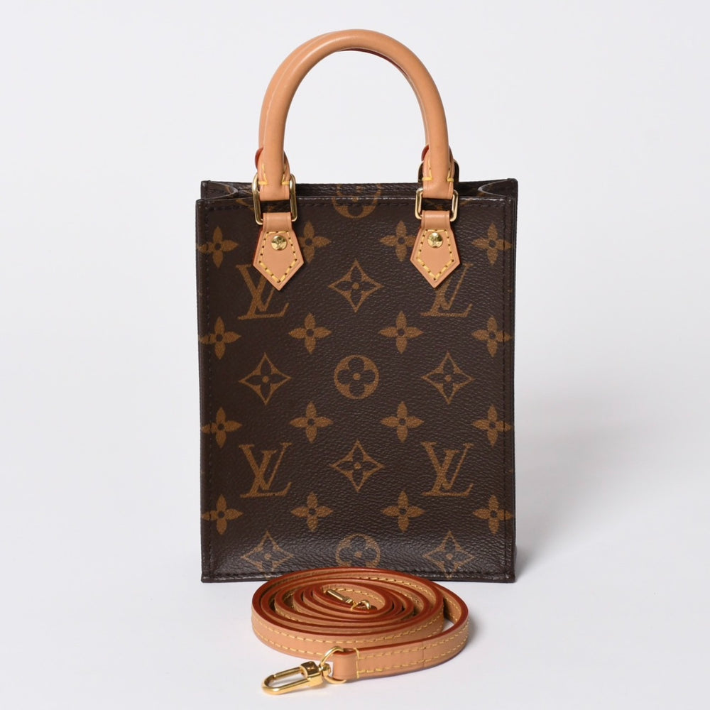 新品同様 LOUIS VUITTON ルイヴィトン プティット サックプラ 2WAYバッグ M69442 モノグラム ブラウン ゴールド金具 旧型 中古 4a005907
