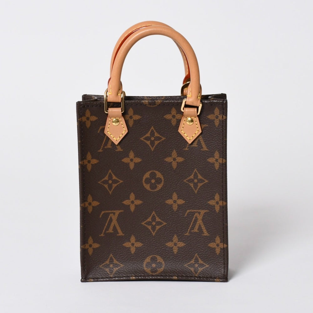 新品同様 LOUIS VUITTON ルイヴィトン プティット サックプラ 2WAYバッグ M69442 モノグラム ブラウン ゴールド金具 旧型 中古 4a005907