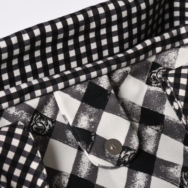 Very Good Condition CHANEL Cruise Line Gingham Check Tote Bag Boston Bag White Black 14th Series Coco Mark Silver Hardware Used 4a005934