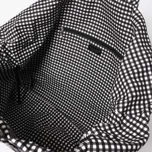 Very Good Condition CHANEL Cruise Line Gingham Check Tote Bag Boston Bag White Black 14th Series Coco Mark Silver Hardware Used 4a005934