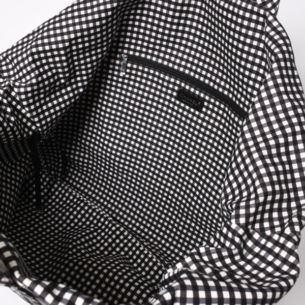 Very Good Condition CHANEL Cruise Line Gingham Check Tote Bag Boston Bag White Black 14th Series Coco Mark Silver Hardware Used 4a005934