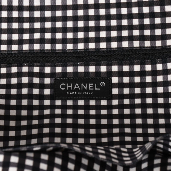 Very Good Condition CHANEL Cruise Line Gingham Check Tote Bag Boston Bag White Black 14th Series Coco Mark Silver Hardware Used 4a005934