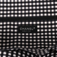 画像をギャラリービューアに読み込む, 極美品 CHANEL シャネル クルーズライン ギンガムチェック トートバッグ ボストンバッグ ホワイト ブラック 14番台 ココマーク シルバー金具 中古 4a005934