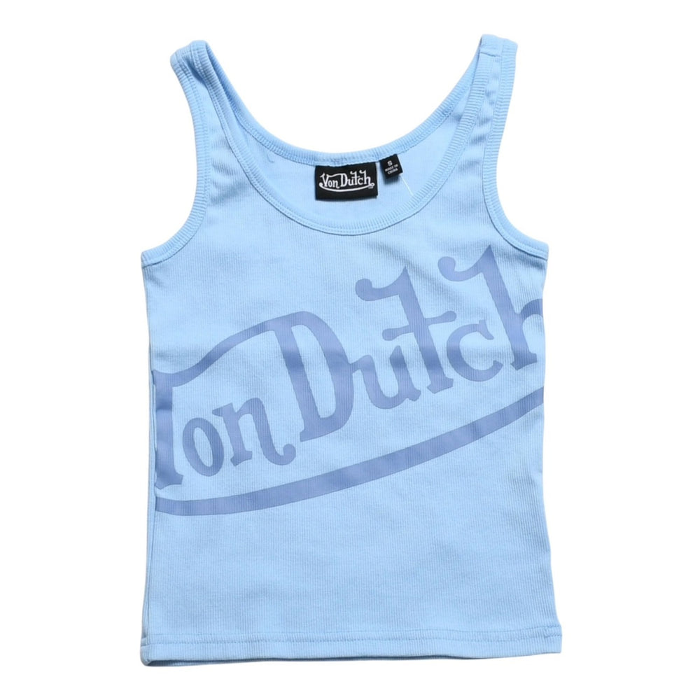 新品未使用 Von Dutch ボンダッチ リブタンクトップ ノースリーブ 7VND9A8206NV サイズS アイスブルー レディース 中古 4a005858