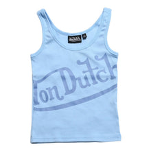 Load the image into the gallery viewer. 新品未使用 Von Dutch ボンダッチ リブタンクトップ ノースリーブ 7VND9A8206NV サイズS アイスブルー レディース 中古 4a005858