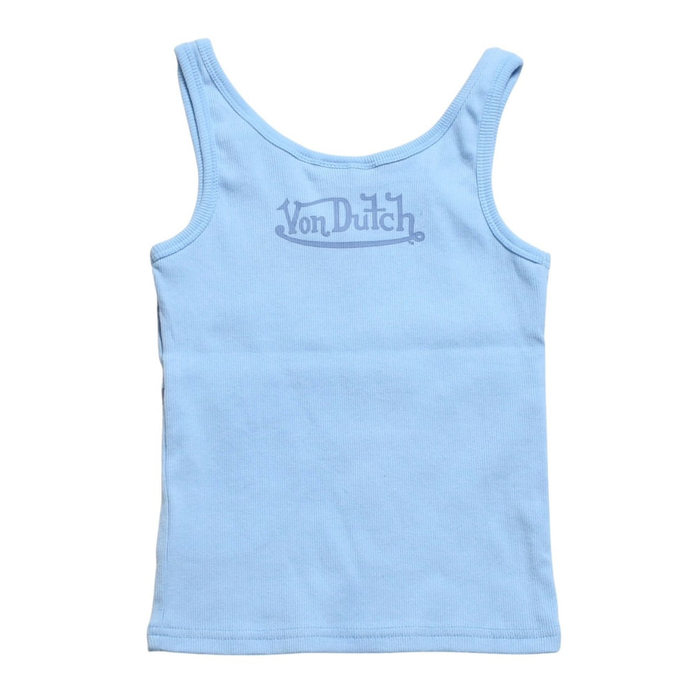 新品未使用 Von Dutch ボンダッチ リブタンクトップ ノースリーブ 7VND9A8206NV サイズS アイスブルー レディース 中古 4a005858