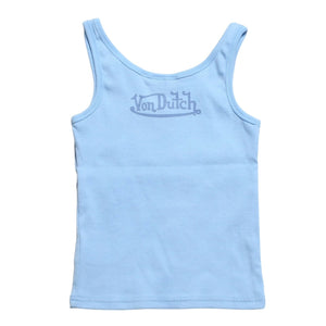 新品未使用 Von Dutch ボンダッチ リブタンクトップ ノースリーブ 7VND9A8206NV サイズS アイスブルー レディース 中古 4a005858