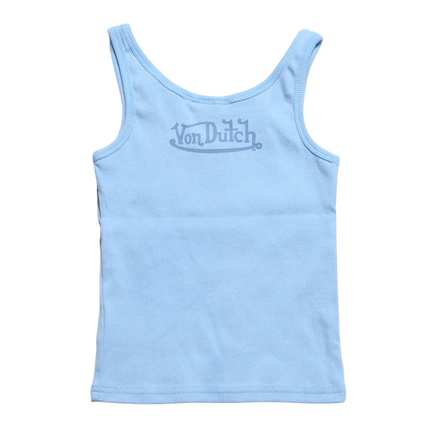 新品未使用 Von Dutch ボンダッチ リブタンクトップ ノースリーブ 7VND9A8206NV サイズS アイスブルー レディース 中古 4a005858