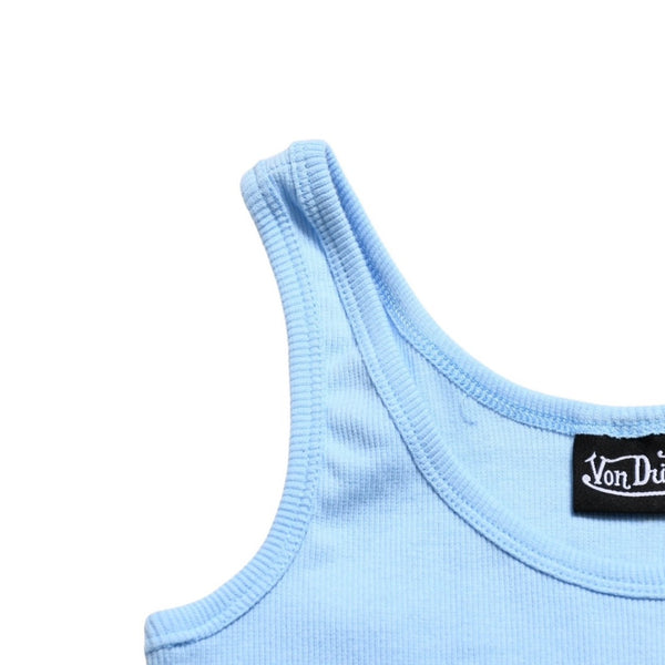 新品未使用 Von Dutch ボンダッチ リブタンクトップ ノースリーブ 7VND9A8206NV サイズS アイスブルー レディース 中古 4a005858