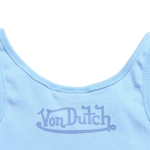 新品未使用 Von Dutch ボンダッチ リブタンクトップ ノースリーブ 7VND9A8206NV サイズS アイスブルー レディース 中古 4a005858