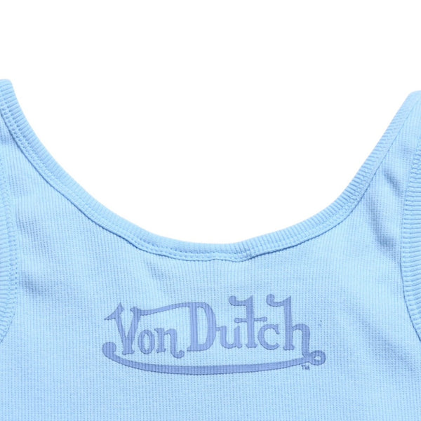 新品未使用 Von Dutch ボンダッチ リブタンクトップ ノースリーブ 7VND9A8206NV サイズS アイスブルー レディース 中古 4a005858