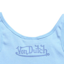 Load the image into the gallery viewer. 新品未使用 Von Dutch ボンダッチ リブタンクトップ ノースリーブ 7VND9A8206NV サイズS アイスブルー レディース 中古 4a005858