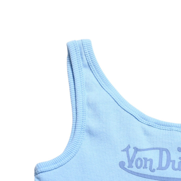 新品未使用 Von Dutch ボンダッチ リブタンクトップ ノースリーブ 7VND9A8206NV サイズS アイスブルー レディース 中古 4a005858