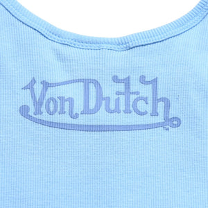 新品未使用 Von Dutch ボンダッチ リブタンクトップ ノースリーブ 7VND9A8206NV サイズS アイスブルー レディース 中古 4a005858