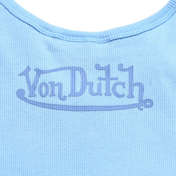 新品未使用 Von Dutch ボンダッチ リブタンクトップ ノースリーブ 7VND9A8206NV サイズS アイスブルー レディース 中古 4a005858