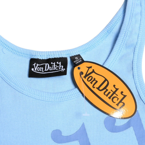 新品未使用 Von Dutch ボンダッチ リブタンクトップ ノースリーブ 7VND9A8206NV サイズS アイスブルー レディース 中古 4a005858