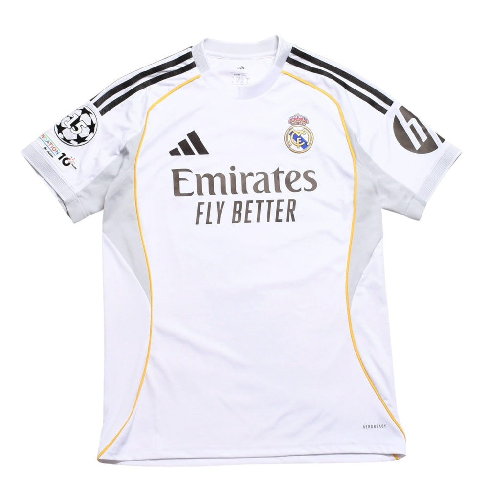 極美品 ADIDAS アディダス レアルマドリード ホームユニフォーム JJ1931 2025-2026シリーズ ベルナベウ ホワイト ゴールド ライトグレー Lサイズ 中古 4a005956