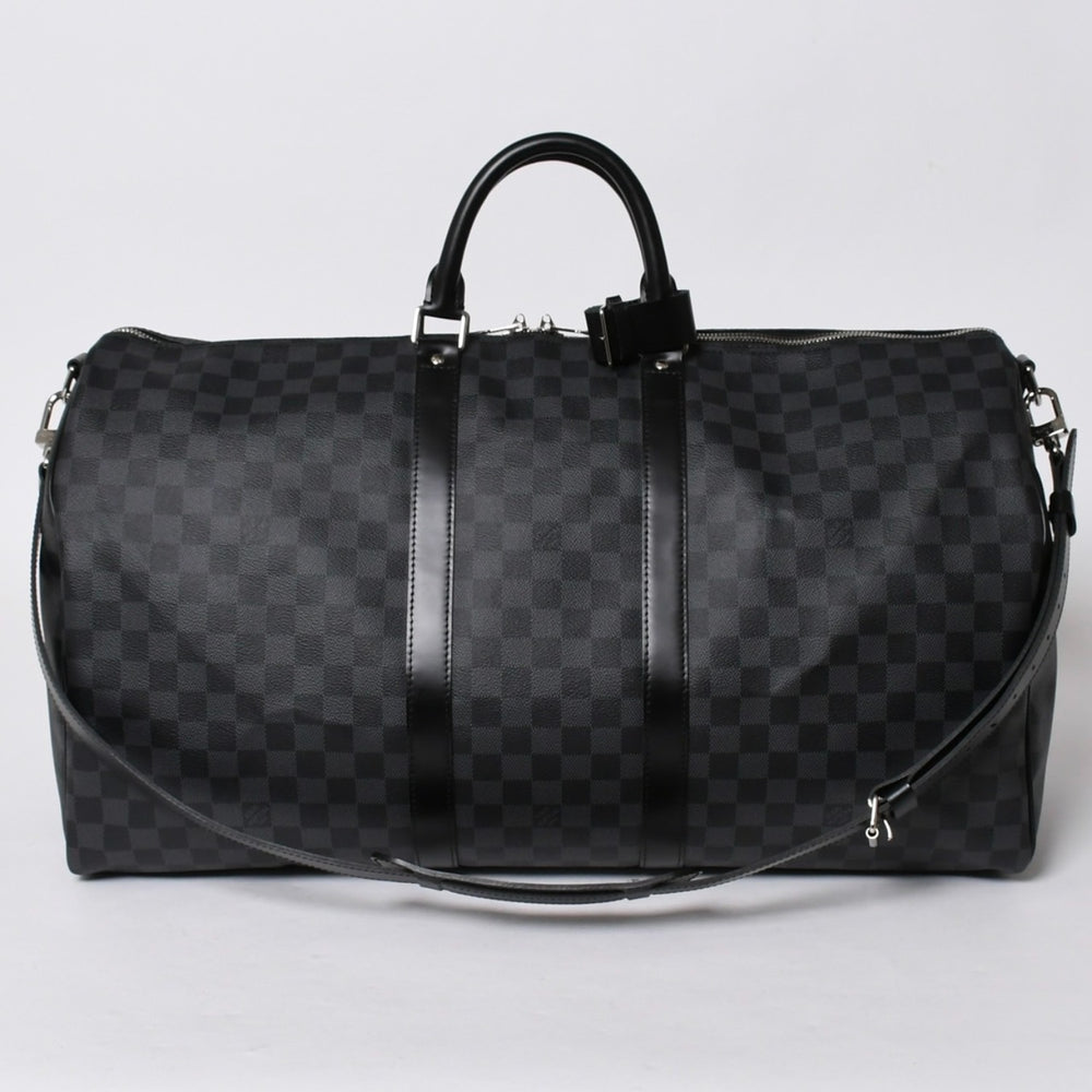新品同様 LOUIS VUITTON ルイヴィトン キーポル バンドリエール55 ボストンバッグ N41413 ダミエ グラフィット ブラック 中古 4a006108