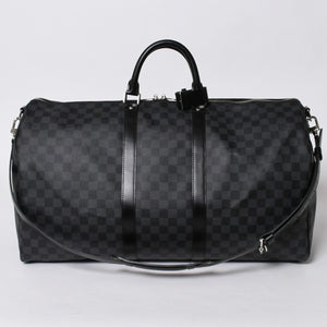 新品同様 LOUIS VUITTON ルイヴィトン キーポル バンドリエール55 ボストンバッグ N41413 ダミエ グラフィット ブラック 中古 4a006108