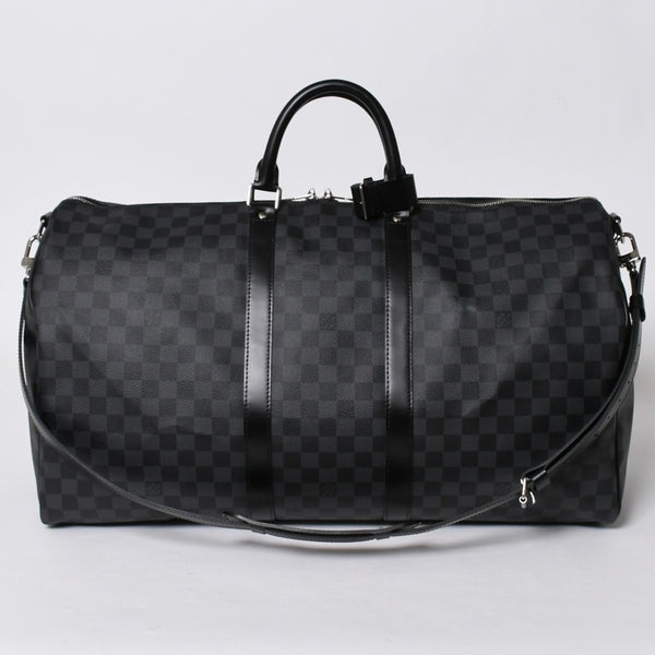 新品同様 LOUIS VUITTON ルイヴィトン キーポル バンドリエール55 ボストンバッグ N41413 ダミエ グラフィット ブラック 中古 4a006108