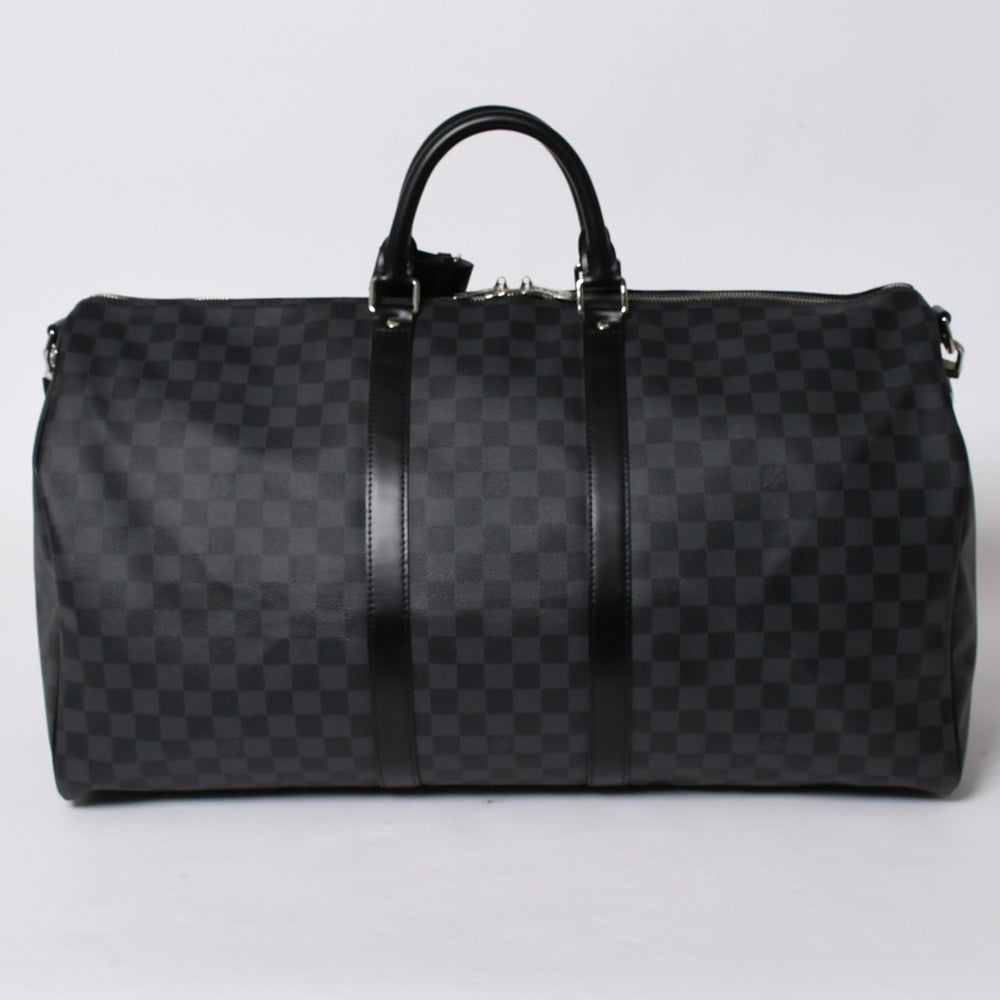 新品同様 LOUIS VUITTON ルイヴィトン キーポル バンドリエール55 ボストンバッグ N41413 ダミエ グラフィット ブラック 中古 4a006108