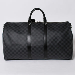 新品同様 LOUIS VUITTON ルイヴィトン キーポル バンドリエール55 ボストンバッグ N41413 ダミエ グラフィット ブラック 中古 4a006108