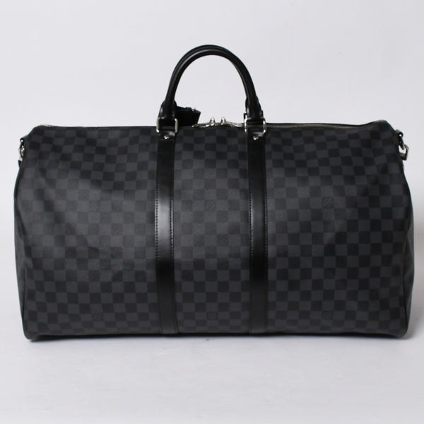 新品同様 LOUIS VUITTON ルイヴィトン キーポル バンドリエール55 ボストンバッグ N41413 ダミエ グラフィット ブラック 中古 4a006108
