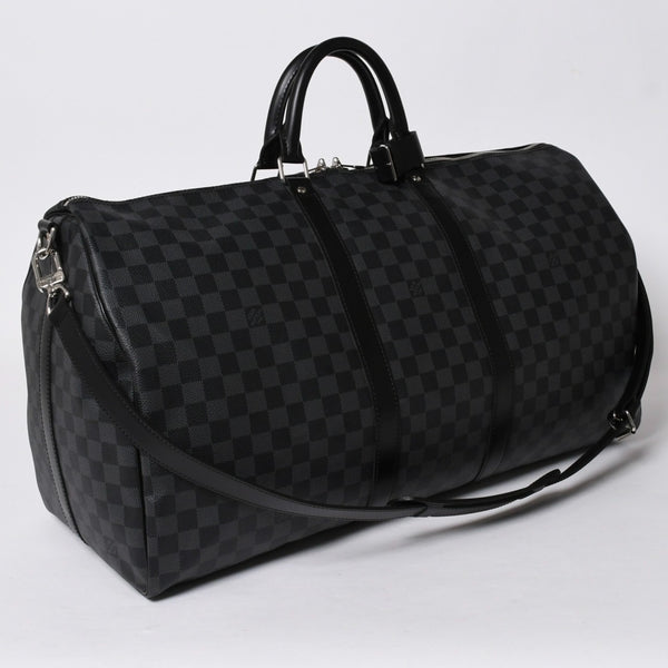 新品同様 LOUIS VUITTON ルイヴィトン キーポル バンドリエール55 ボストンバッグ N41413 ダミエ グラフィット ブラック 中古 4a006108