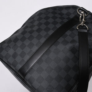 新品同様 LOUIS VUITTON ルイヴィトン キーポル バンドリエール55 ボストンバッグ N41413 ダミエ グラフィット ブラック 中古 4a006108