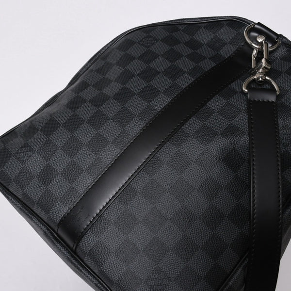新品同様 LOUIS VUITTON ルイヴィトン キーポル バンドリエール55 ボストンバッグ N41413 ダミエ グラフィット ブラック 中古 4a006108