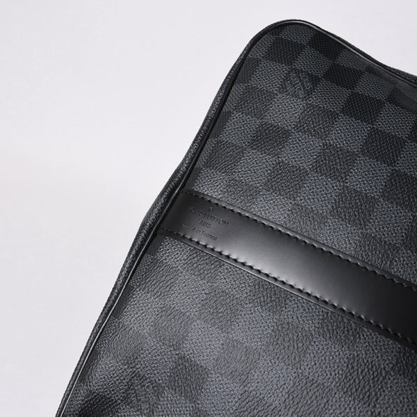新品同様 LOUIS VUITTON ルイヴィトン キーポル バンドリエール55 ボストンバッグ N41413 ダミエ グラフィット ブラック 中古 4a006108