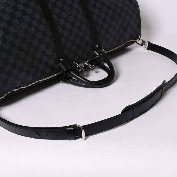 新品同様 LOUIS VUITTON ルイヴィトン キーポル バンドリエール55 ボストンバッグ N41413 ダミエ グラフィット ブラック 中古 4a006108