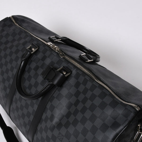 新品同様 LOUIS VUITTON ルイヴィトン キーポル バンドリエール55 ボストンバッグ N41413 ダミエ グラフィット ブラック 中古 4a006108