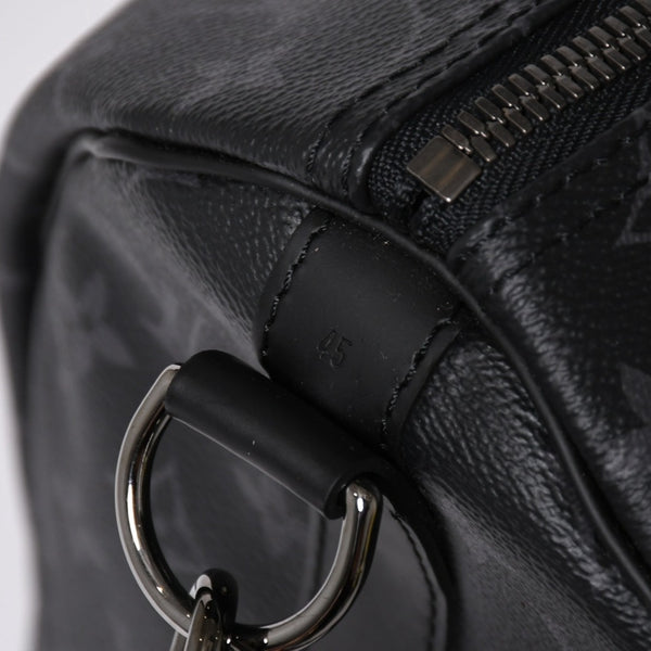 Very good condition LOUIS VUITTON Keepall Bandouliere 45 M40569 Monogram Eclipse Canvas Black Leather Used 4a006072
