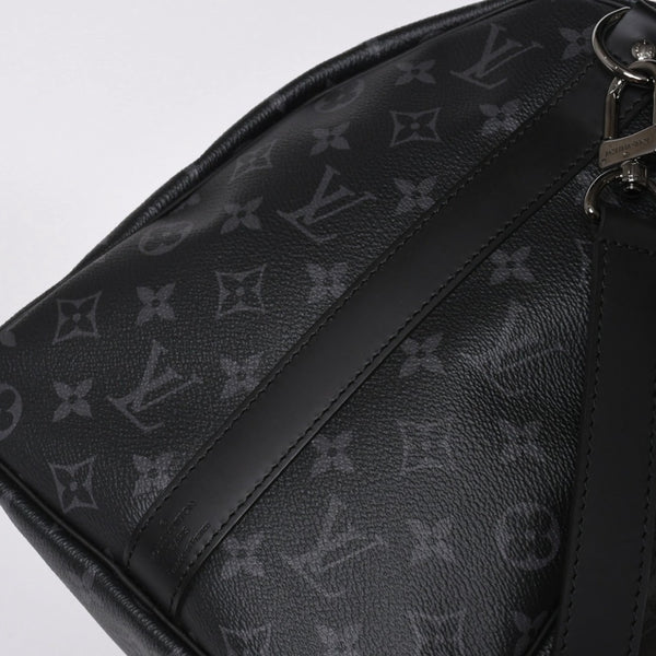 Very good condition LOUIS VUITTON Keepall Bandouliere 45 M40569 Monogram Eclipse Canvas Black Leather Used 4a006072