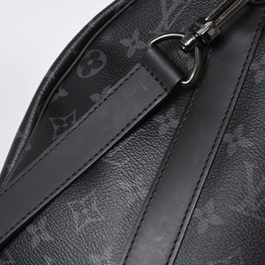 Very good condition LOUIS VUITTON Keepall Bandouliere 45 M40569 Monogram Eclipse Canvas Black Leather Used 4a006072