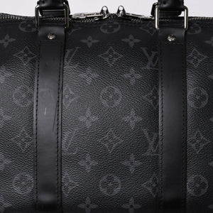 Very good condition LOUIS VUITTON Keepall Bandouliere 45 M40569 Monogram Eclipse Canvas Black Leather Used 4a006072