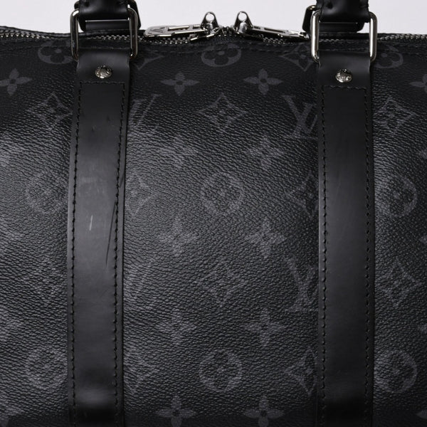 Very good condition LOUIS VUITTON Keepall Bandouliere 45 M40569 Monogram Eclipse Canvas Black Leather Used 4a006072